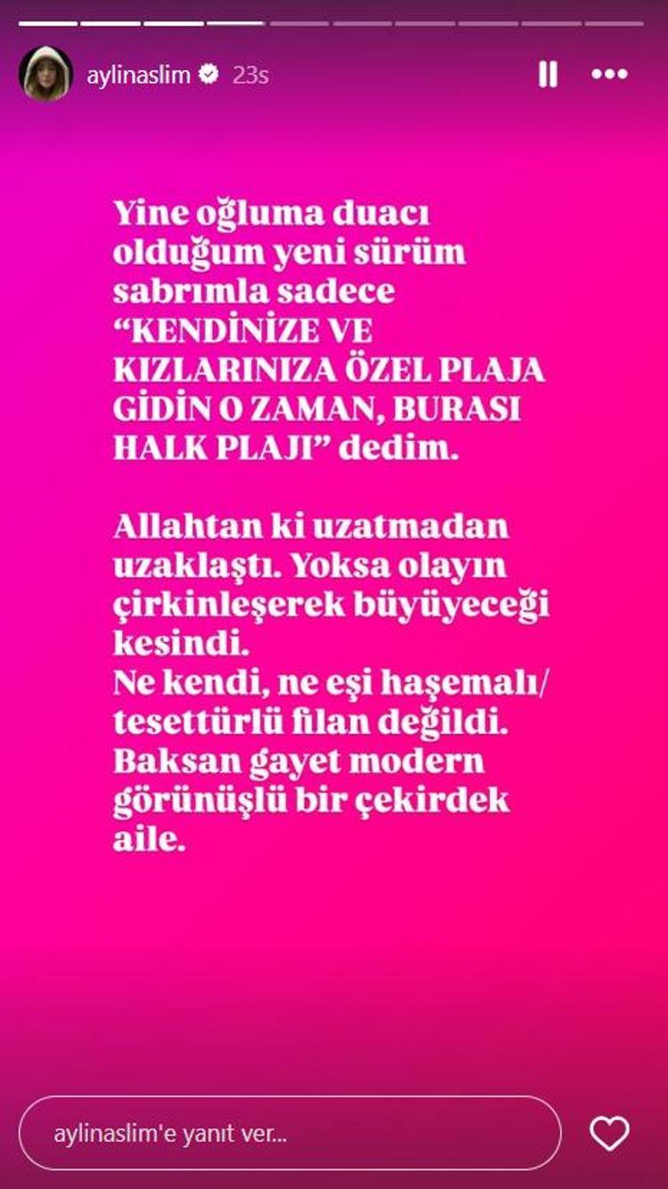 Çocuğunu denize mayosuz sokan Aylin Aslımdan eleştirilere sert tepki