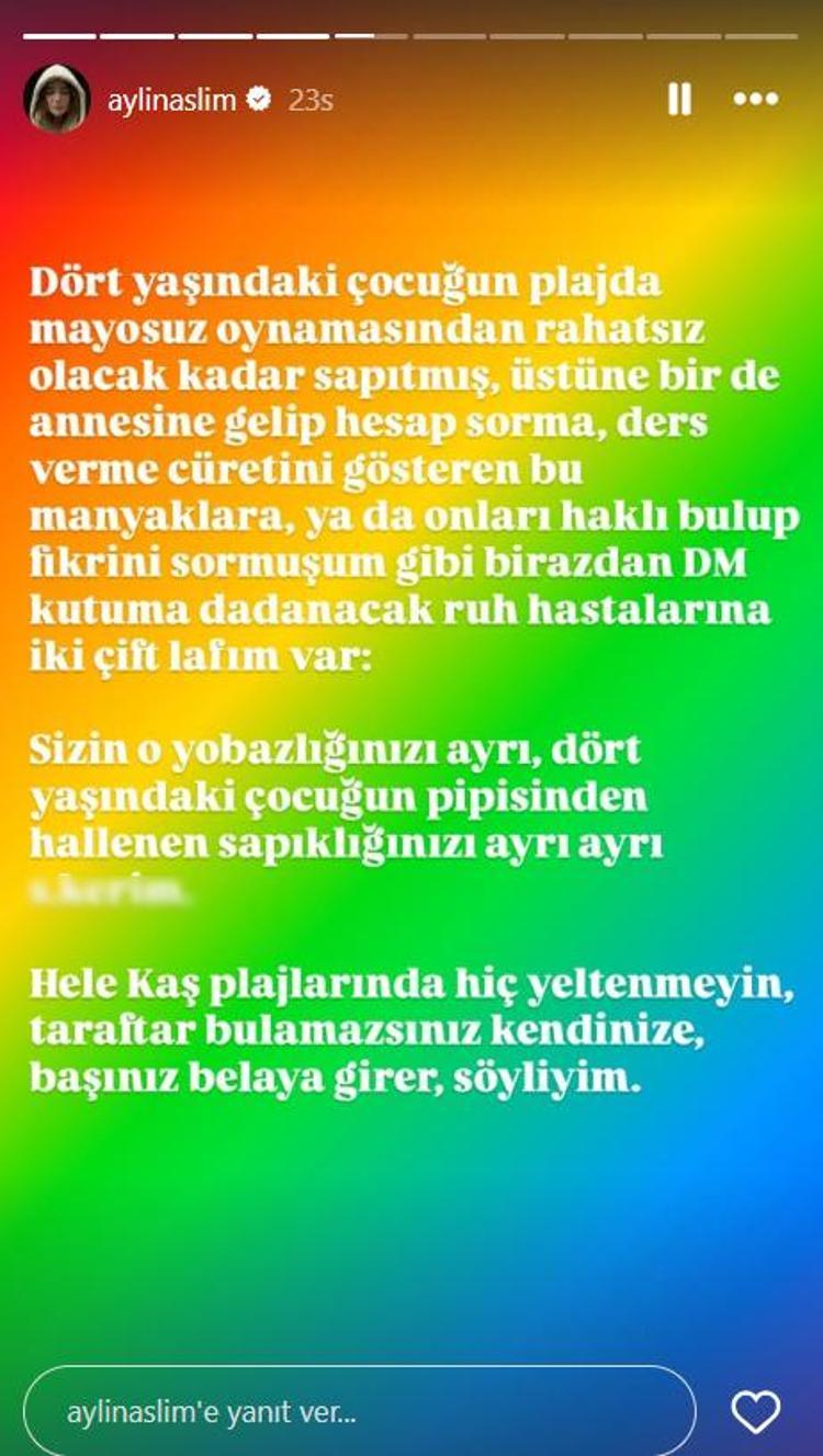 Çocuğunu denize mayosuz sokan Aylin Aslımdan eleştirilere sert tepki