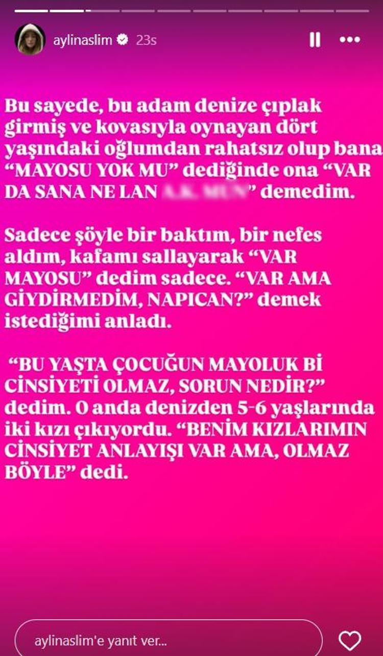 Çocuğunu denize mayosuz sokan Aylin Aslımdan eleştirilere sert tepki