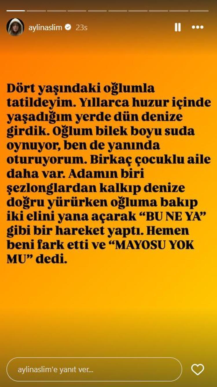 Çocuğunu denize mayosuz sokan Aylin Aslımdan eleştirilere sert tepki