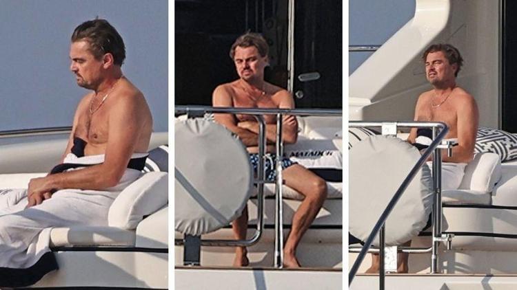 Leonardo DiCaprionın lüks yatında sıkıldığı anlar objektiflere yansıdı