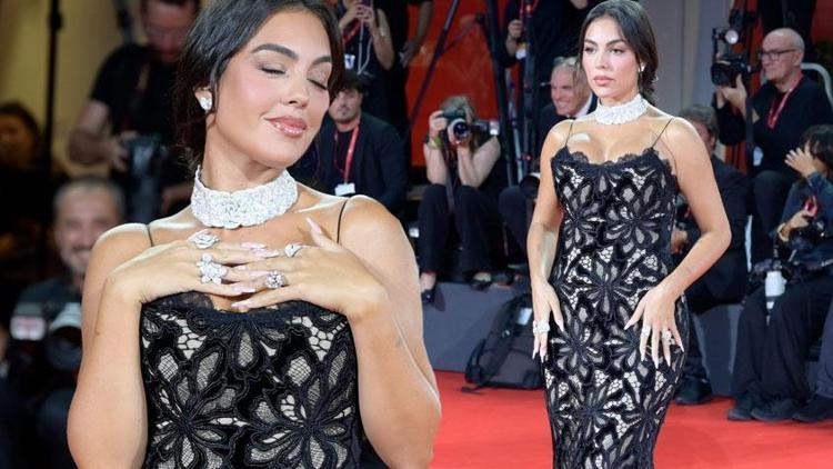 Georgina Rodriguez Venedik Film Festivaline yüzüğüyle damga vurdu