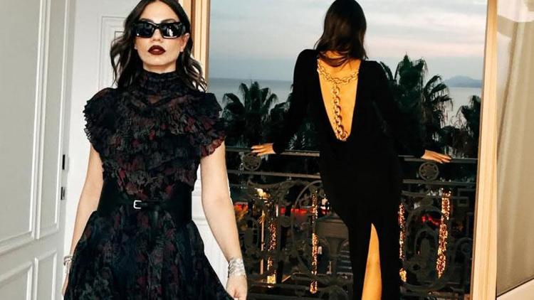 Demet Özdemir Cannes’da büyüledi Siyah elbisesiyle göz kamaştırdı