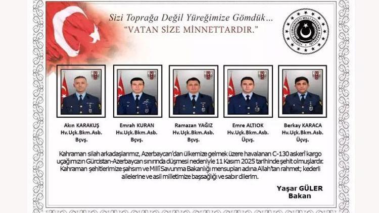 Gürcistanda düşen kargo uçağındaki 20 şehidimizin isimleri belli oldu