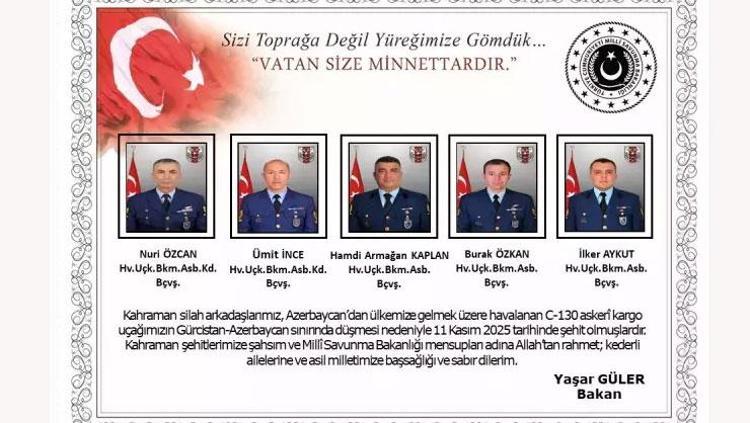 UÇAK KAZASINDA ŞEHİT OLAN ASKERLERMİZİN İSİMLERİ