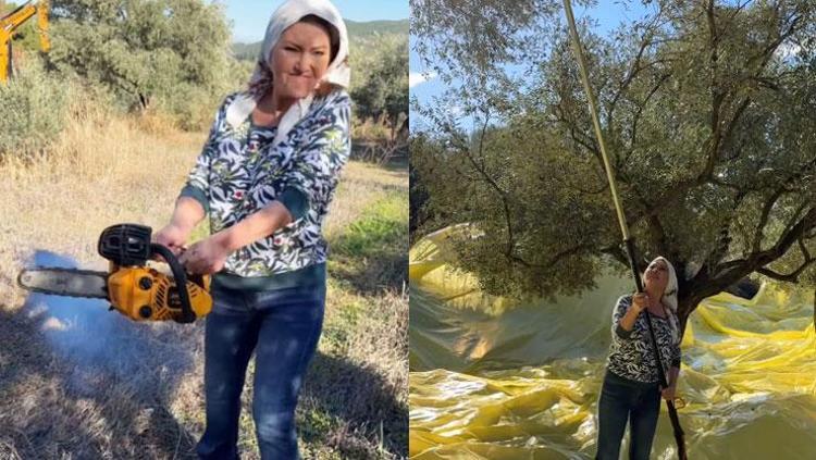 Nurgül Yeşilçay köy hayatına geçiş yaptı Kepçe kullandı, zeytin topladı