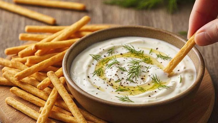 YOĞURTLU DEREOTLU DİP SOS + ÇUBUK KRAKER