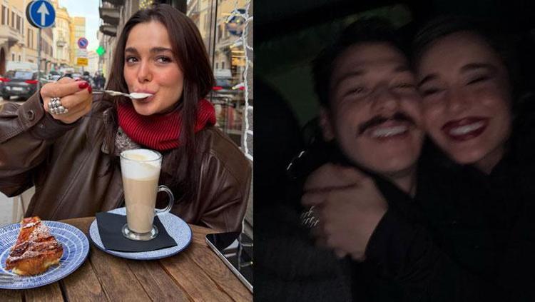 Milano kaçamağı Hafsanur Sancaktutan ve Kubilay Akadan romantik poz
