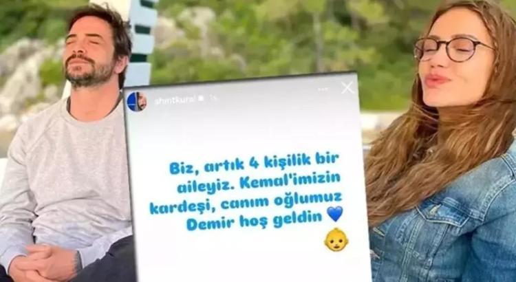 Ahmet Kural ve eşi Çağla Gizem Kuraldan mutlu aile tablosu İşte minik Demirden yeni kare