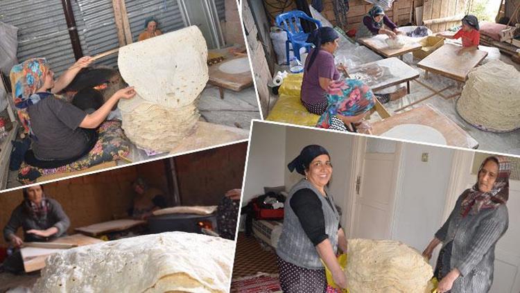 Antalyalı kadınların imece usulü mesaisi 6 aylık yufka ihtiyacını karşılıyorlar
