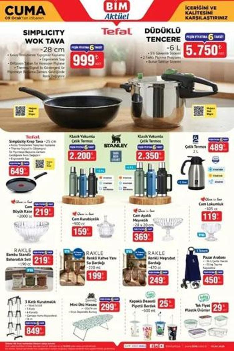 BİM aktüel ürünler kataloğu 9 - 13 Ocak 2026: Düdüklü tencere, temizlik seti...