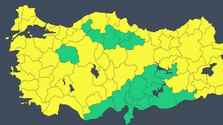 YARIN 63 KENT İÇİN SARI UYARI