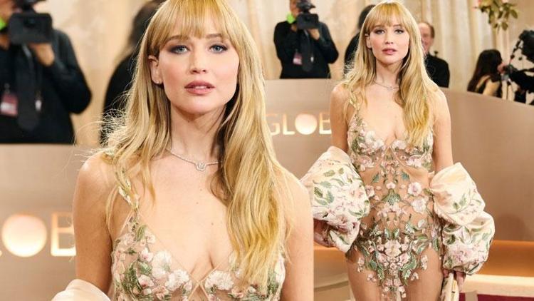 Jennifer Lawrence’ın Altın Küre elbisesi olay oldu Zaten çıplağım
