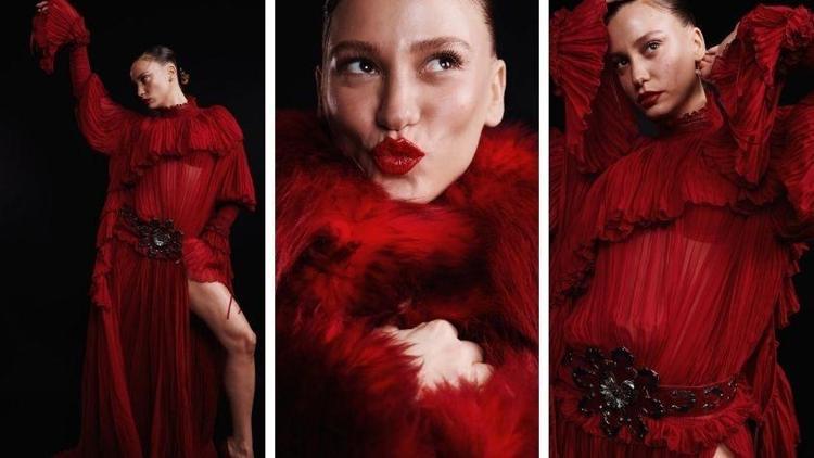 Serenay Sarıkaya kırmızılı pozlarıyla Instagram’da göz kamaştırdı