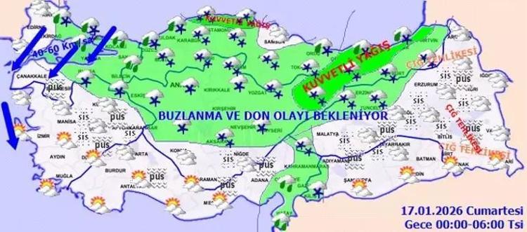 YURDUN BAZI İLLERİ İÇİN KUVVETLİ KAR YAĞIŞI UYARISI