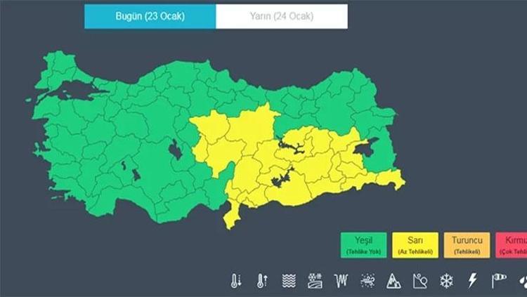 23 İL İÇİN SARI KODLU ALARM VERİLDİ