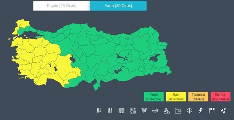SARI KODLU ALARM VERİLDİ