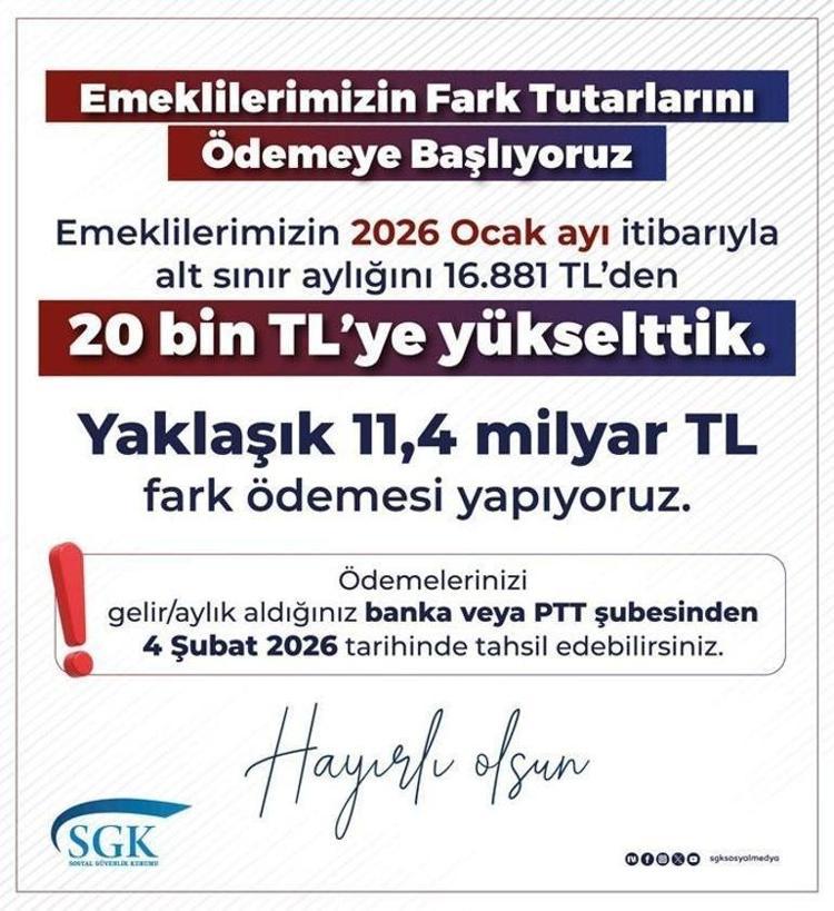 Emeklilerin beklediği haber Zam farkı ödeme tarihleri açıklandı
