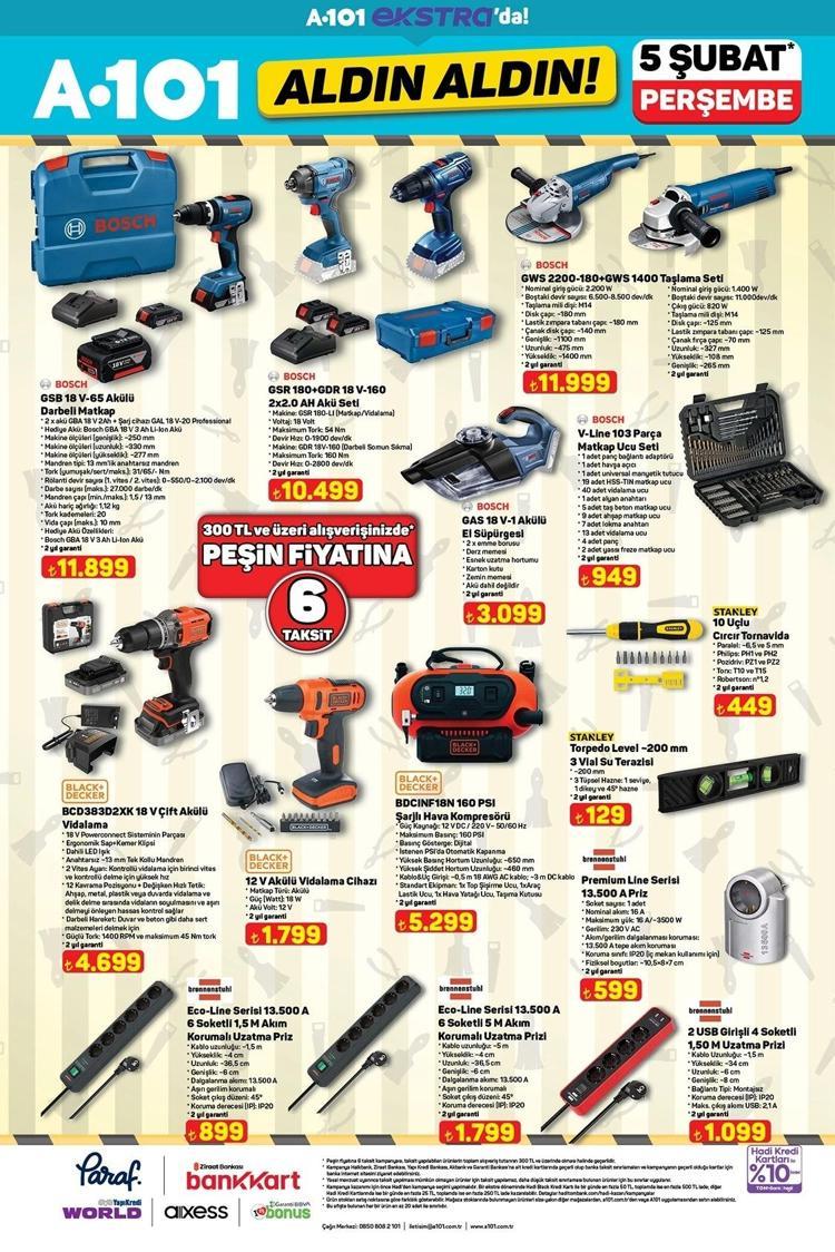 5 ŞUBAT 2026 PERŞEMBE A101 AKTÜEL ÜRÜNLER MATKAP VE ELEKTRİKLİ ALETLER