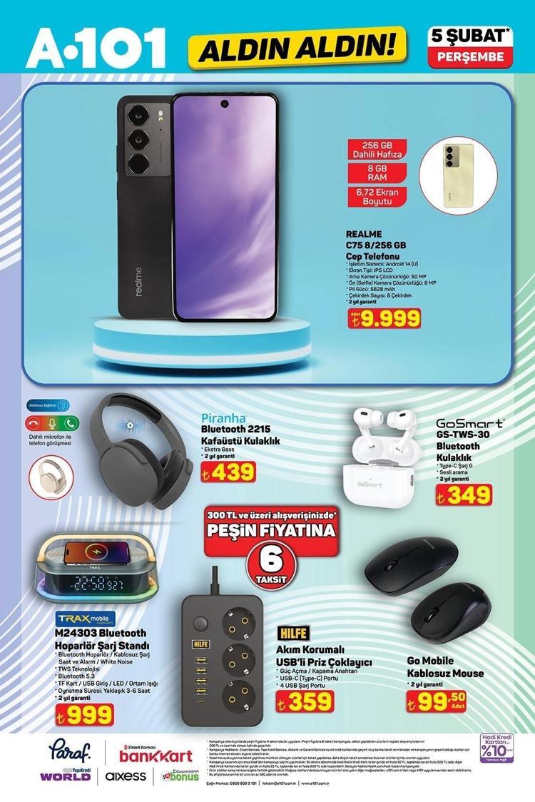 5 ŞUBAT 2026 PERŞEMBE A101 AKTÜEL ÜRÜNLER TELEFON VE KULAKLIKLAR