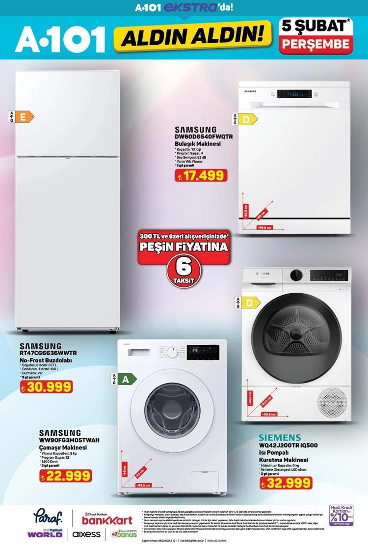 5 ŞUBAT 2026 PERŞEMBE A101 AKTÜEL ÜRÜNLER BEYAZ EŞYALAR VE ELEKTRİKLİ EV ALETLERİ