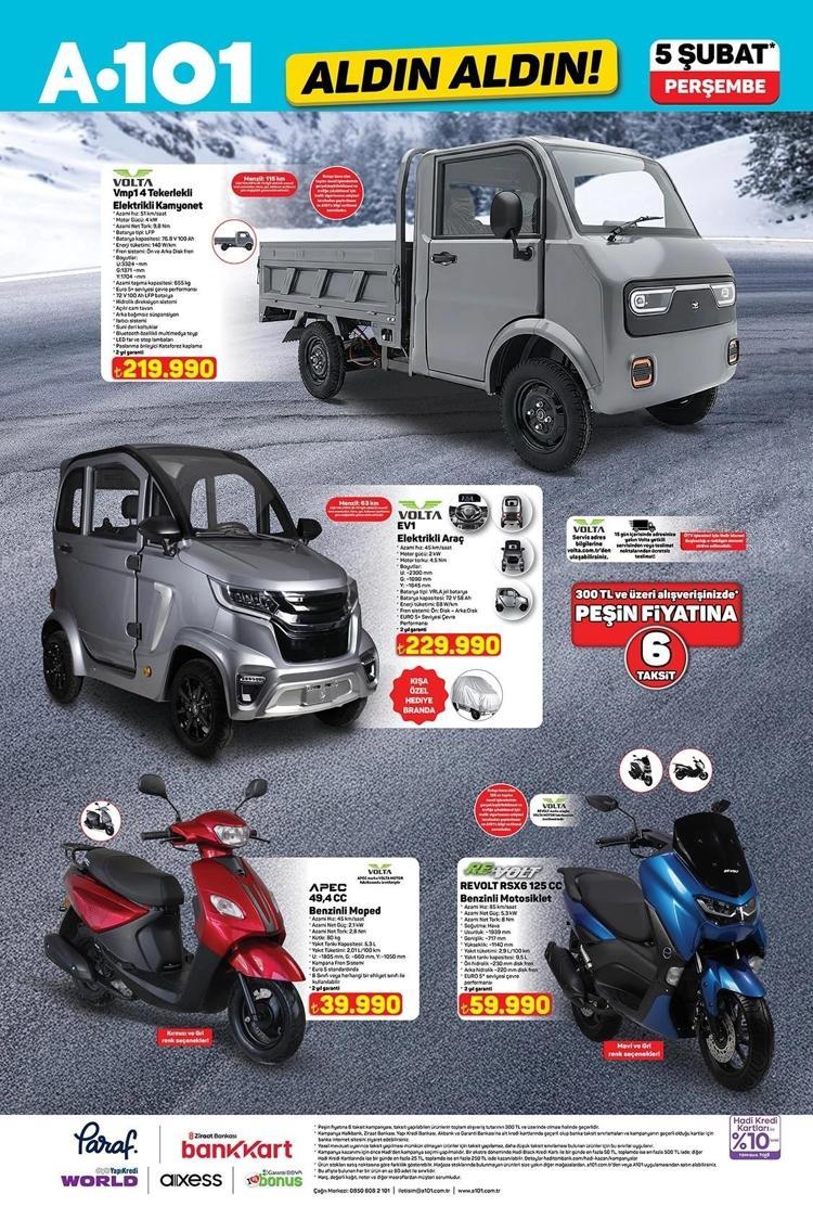 5 ŞUBAT 2026 PERŞEMBE A101 AKTÜEL ÜRÜNLER ELEKTRİKLİ ARABA