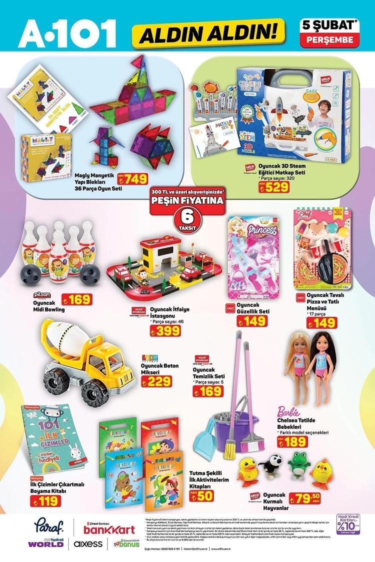 5 ŞUBAT 2026 PERŞEMBE A101 AKTÜEL ÜRÜNLER OYUNCAKLAR