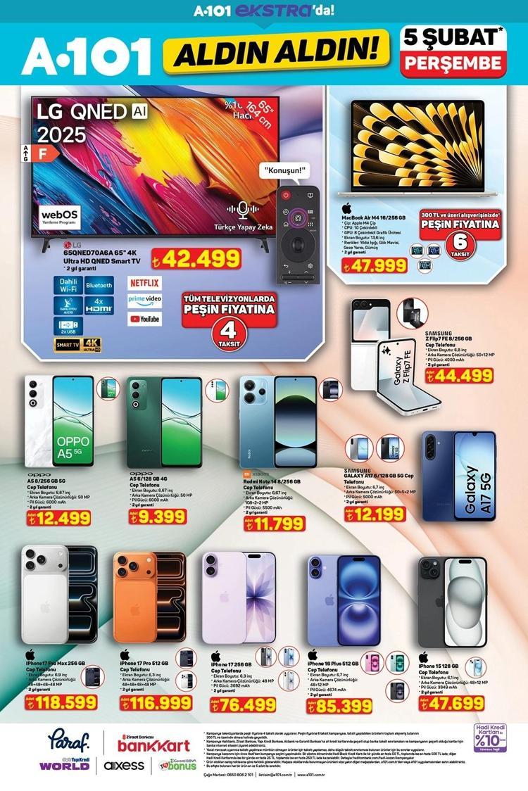 5 ŞUBAT 2026 PERŞEMBE A101 AKTÜEL ÜRÜNLER TELEFON VE KULAKLIKLAR