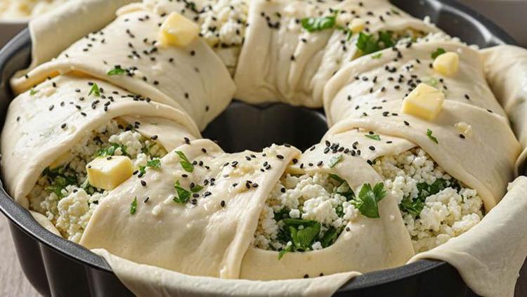 Kek kalıbında peynirli börek tarifi Dışı çıtır çıtır, içi yumuşacık oluyor