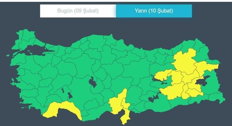 13 İL İÇİN SARI KODLU UYARI