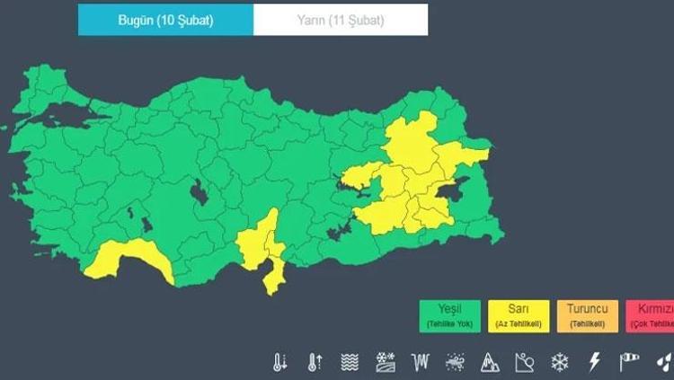 13 İL İÇİN SARI KODLU ALARM