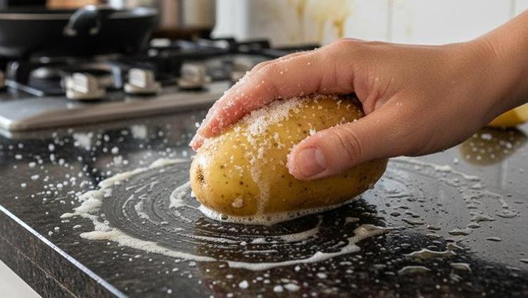 Fırın, davlumbaz ve dolaplardaki yağ ve kir kalıntılarını tek seferde arındırıyor Tuz ve patatesle gelen doğal temizlik sırrı