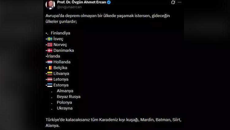 Prof. Dr. Ahmet Ercan haritayı çizdi: İşte Türkiyede deprem riski en düşük olan şehirler