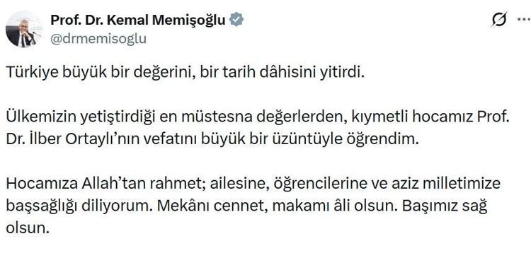 BAKAN MEMİŞOĞLU: TÜRKİYE TARİH DAHİSİNİ YİTİRDİ