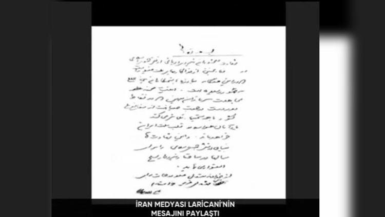 İRAN MEDYASI LARİCANİNİN MESAJI PAYLAŞTI