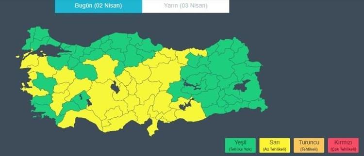 31 İLDE SARI KODLU UYARI