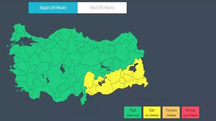 SARI KODLU UYARI VERİLEN İLLER