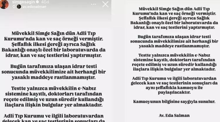 TEST SONUCUNU AÇIKLADI