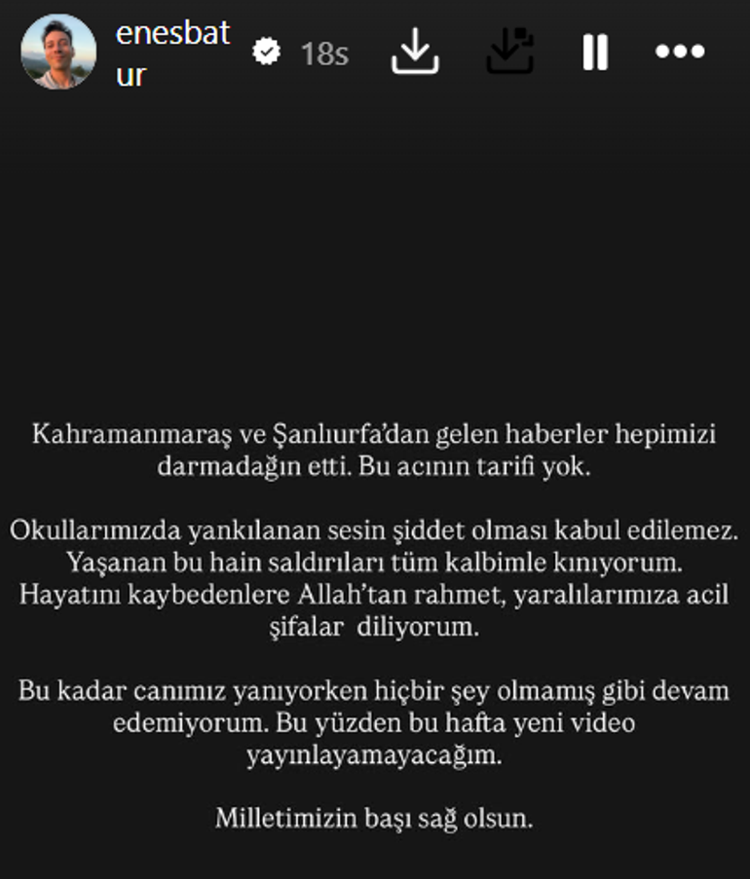 Enes Baturdan dikkat çeken hamle Hiçbir şey olmamış dibi devam edemem