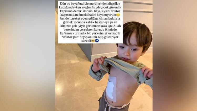 OĞLUYLA MERDİVENDEN DÜŞTÜ
