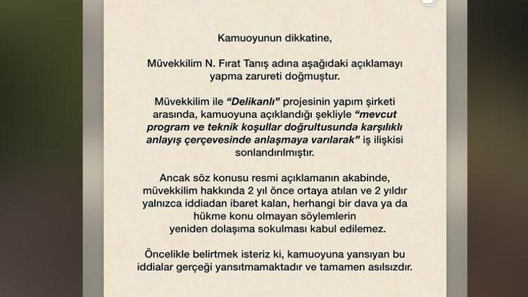 YAPIM ŞİRKETİYLE KARŞILIKLI ANLAŞARAK AYRILDI