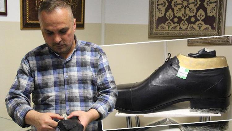 Türkiyenin en büyük ayakkabısı üretildi, tam 222 numara Gören gözlerine inanamıyor