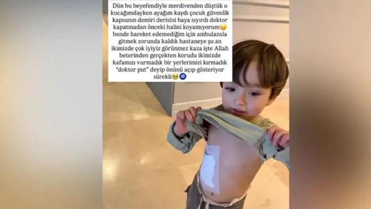 OĞLUYLA MERDİVENDEN DÜŞTÜ