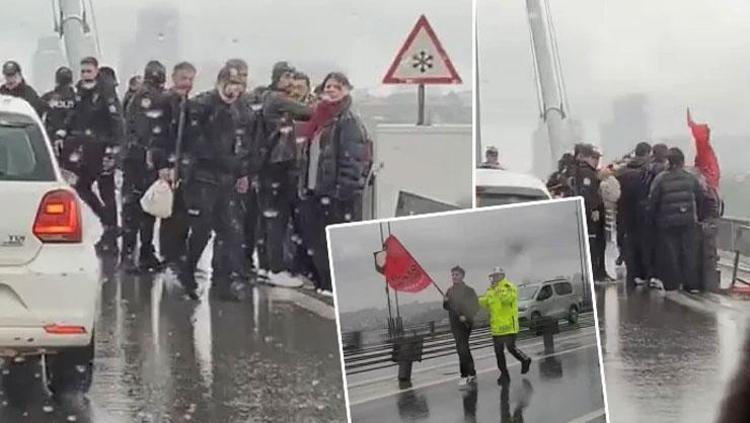 15 TEMMUZ ŞEHİTLER KÖPRÜSÜNDE GÖSTERİ YAPMAK İSTEYENLERE MÜDAHALE