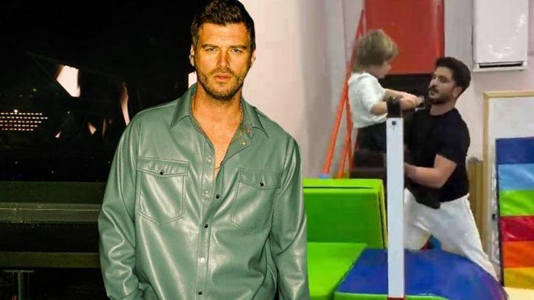 Kıvanç Tatlıtuğ oğlu Kurt Efe spor salonunun altını üstüne getirdi