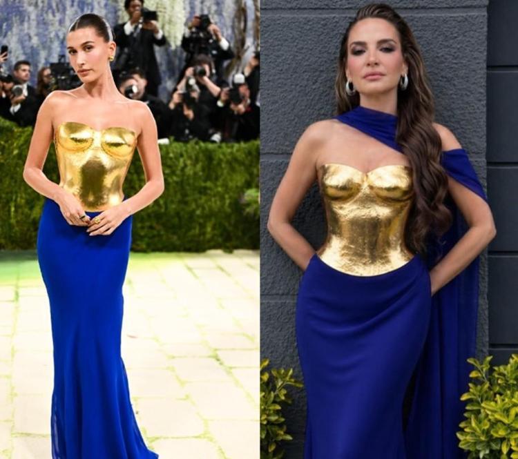 Ebru Akel, Hailey Bieberin Met Galada giydiği elbiseden giydi Daha iddialı durmuş