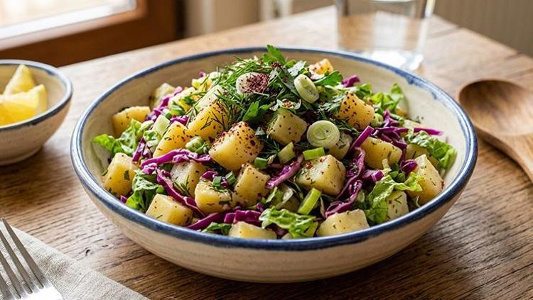 Tam kıvamında patates salatası tarifi Lezzetiyle kaşık kaşık yediriyor