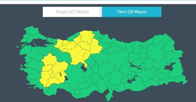 YARINA DİKKAT METEOROLOJİDEN 15 İL İÇİN SARI KODLU UYARI