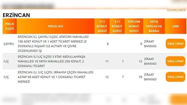 ELAZIĞ TOKİ PROJE LİSTESİ