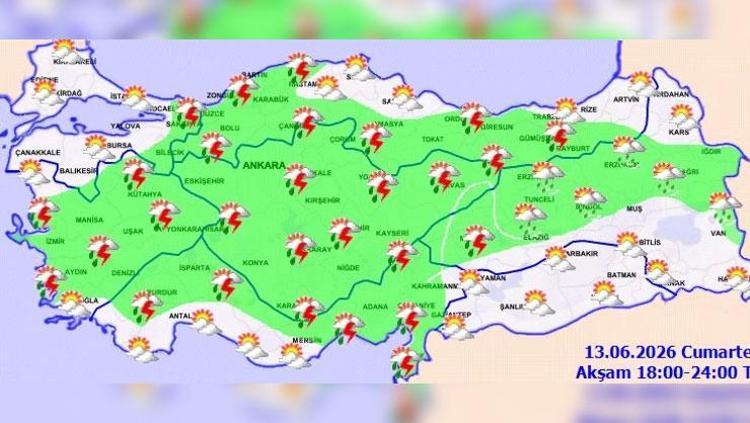 İŞTE 13 HAZİRAN BÖLGE BÖLGE HAVA DURUMU
